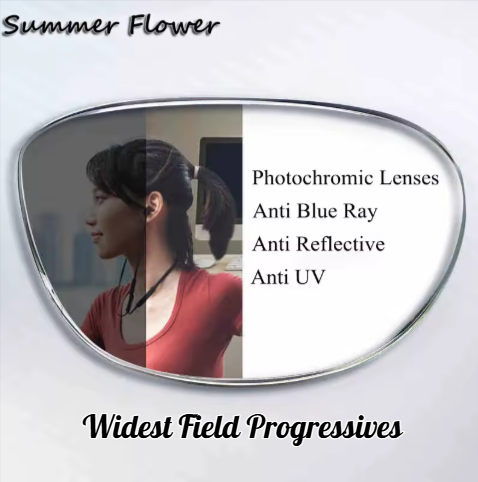 Summer Flower Widest Field Photochromic Anti Blue Light Lenses Lenses Summer Flower Lenses