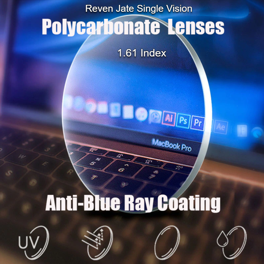 Reven Jate 1.61 Index Single Vision Polycarbonate Anti Blue Light Clear Lenses Lenses Reven Jate Lenses   