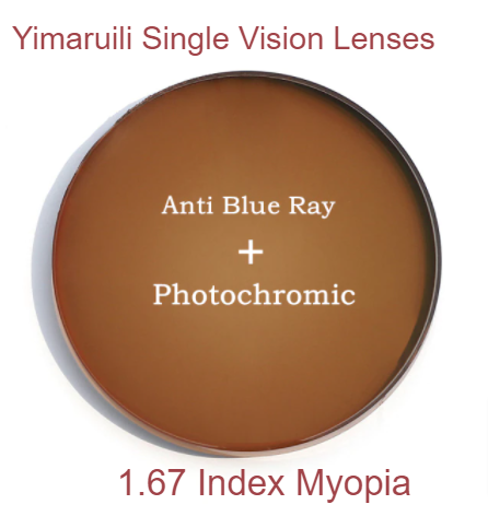 Yimaruili Photochromic Anti Blue Single Vision Lenses Lenses Yimaruili Lenses 1.67 Myopia Brown