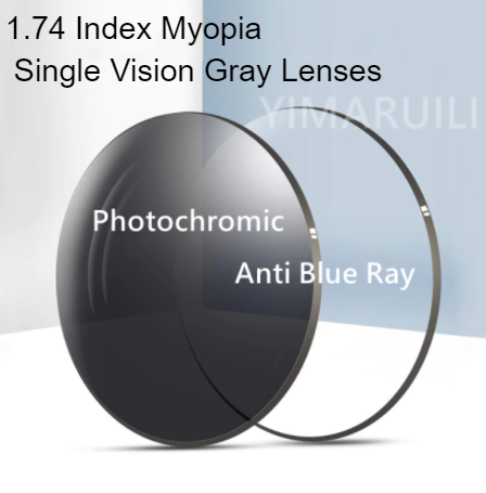 Yimaruili Photochromic Anti Blue Single Vision Lenses Lenses Yimaruili Lenses 1.74 Myopia Gray