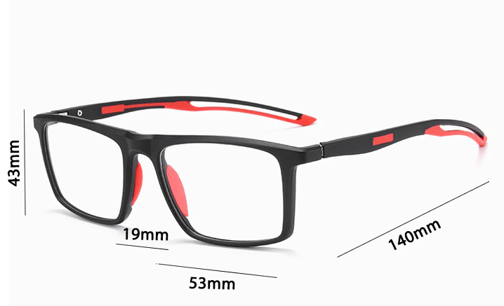 CCspace Unisex Full Rim Square Tr 90 Titanium Sport Eyeglasses 55473 Full Rim CCspace