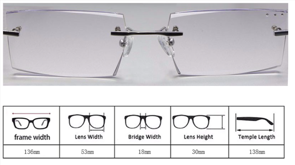 Reven Jate 58003 Pure Titanium Rimless Diamond Cutting Man Glasses Frame Eyeglasses (Gray) Rimless Reven Jate