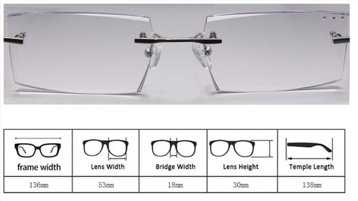 Reven Jate 58003 Pure Titanium Rimless Diamond Cutting Man Glasses Frame Eyeglasses (Gray) Rimless Reven Jate