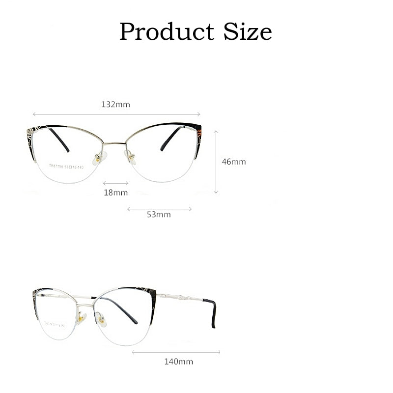 Yimaruili Women's Semi Rim Square Cat Eye Acetate Alloy Eyegllasses 87198 Semi Rim Yimaruili Eyeglasses