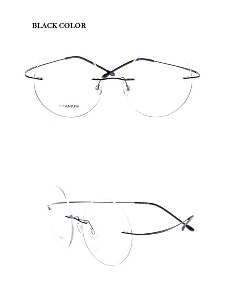 Chashma Ochki Unisex Rimless Round Titanium Eyeglasses 9613 Rimless Chashma Ochki