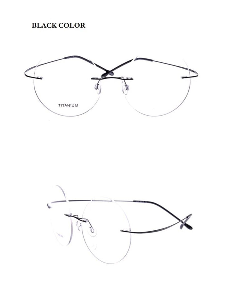 Chashma Ochki Unisex Rimless Round Titanium Eyeglasses 9613 Rimless Chashma Ochki