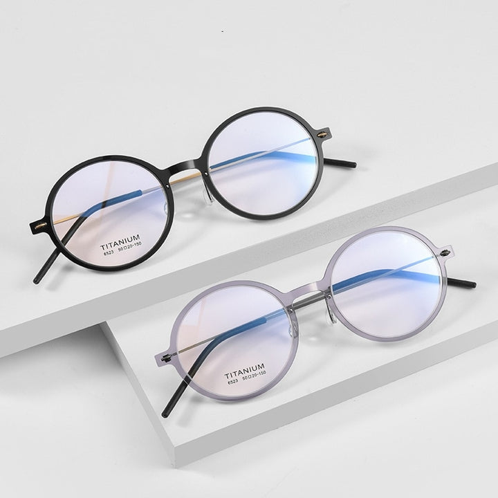 Yimaruili Unisex Full Rim Round Screwless Nylon Titanium Eyeglasses 6523hs Full Rim Yimaruili Eyeglasses