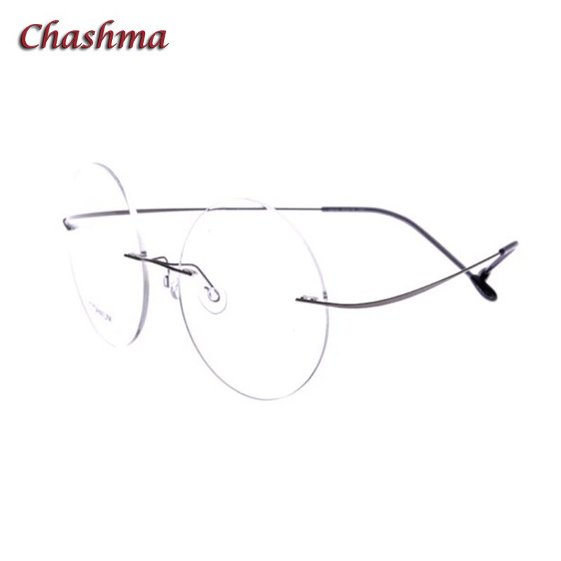 Chashma Ochki Unisex Rimless Round Titanium Eyeglasses 9613 Rimless Chashma Ochki Gun
