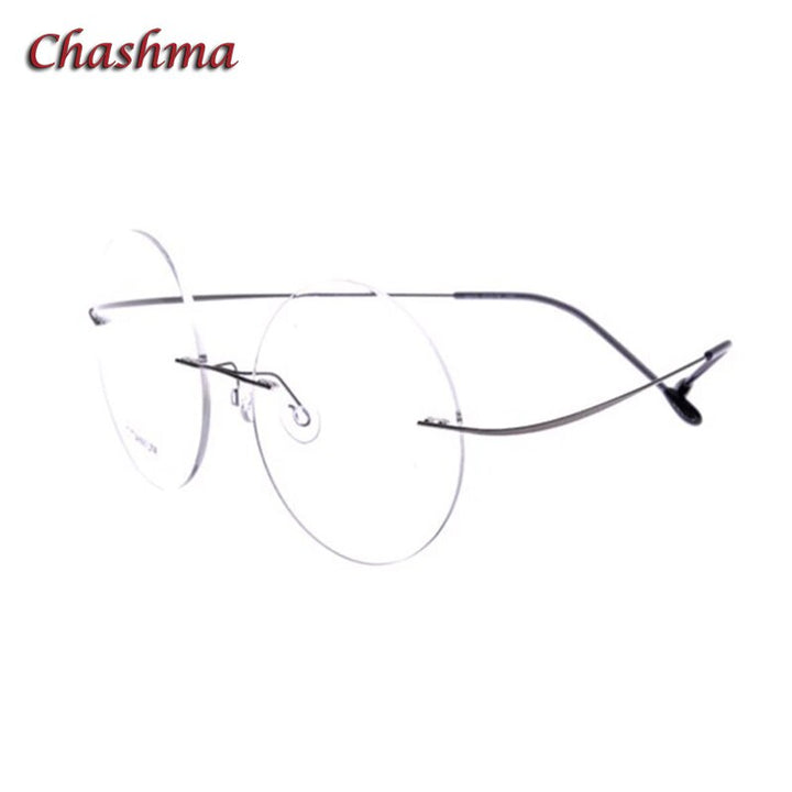 Chashma Ochki Unisex Rimless Round Titanium Eyeglasses 9613 Rimless Chashma Ochki Gun