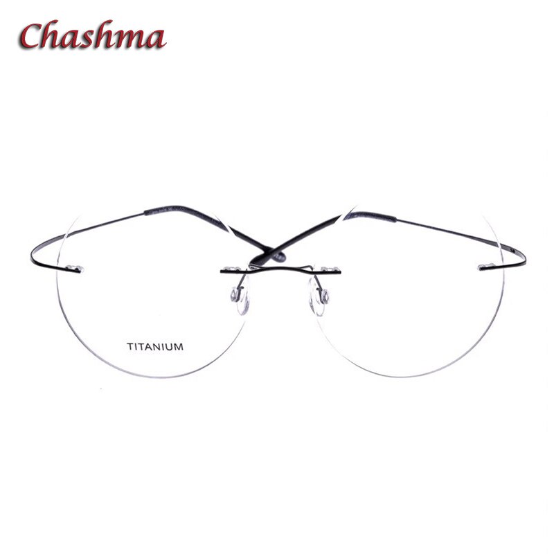 Chashma Ochki Unisex Rimless Round Titanium Eyeglasses 9613 Rimless Chashma Ochki