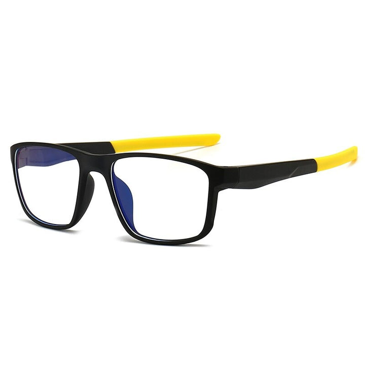 Yimaruili Unisex Full Rim Square Flexible Tr 90 Acetate Sports Eyeglasses Tr5780 Full Rim Yimaruili Eyeglasses Black Yellow  