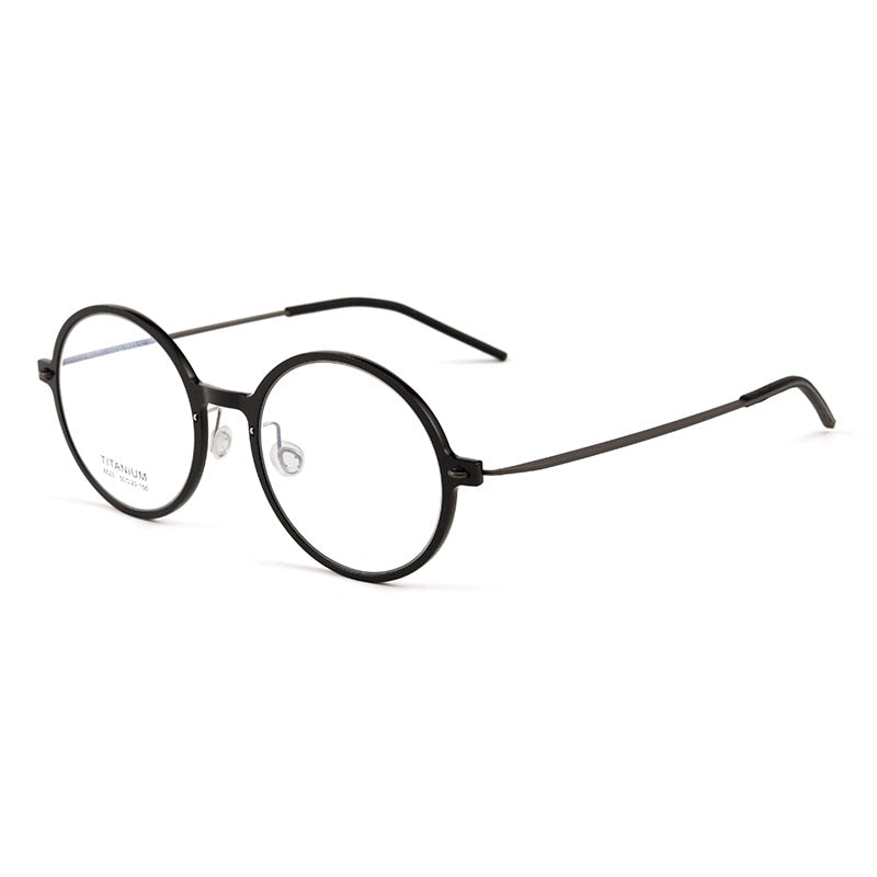 Yimaruili Unisex Full Rim Round Screwless Nylon Titanium Eyeglasses 6523hs Full Rim Yimaruili Eyeglasses Black Gun