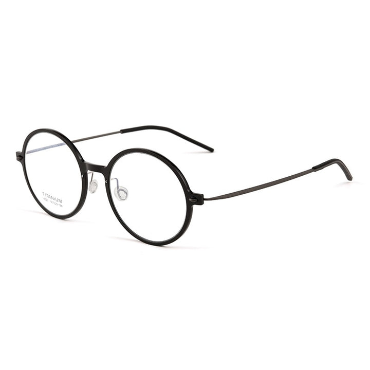 Yimaruili Unisex Full Rim Round Screwless Nylon Titanium Eyeglasses 6523hs Full Rim Yimaruili Eyeglasses Black Gun