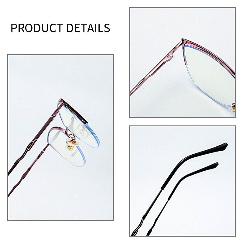 Yimaruili Women's Semi Rim Square Cat Eye Acetate Alloy Eyegllasses 87198 Semi Rim Yimaruili Eyeglasses