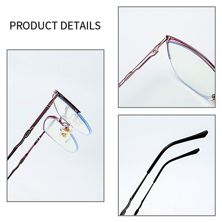 Yimaruili Women's Semi Rim Square Cat Eye Acetate Alloy Eyegllasses 87198 Semi Rim Yimaruili Eyeglasses