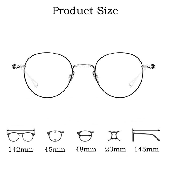 Yimaruili Unisex Full Rim Round Titanium Eyeglasses 923 Full Rim Yimaruili Eyeglasses