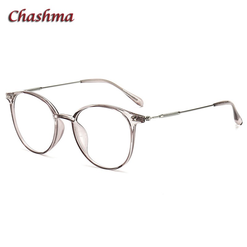 Chashma Ochki Unisex Full Rim Round Tr 90 Titanium Eyeglasses 90045 Full Rim Chashma Ochki Trans Gray-C8  