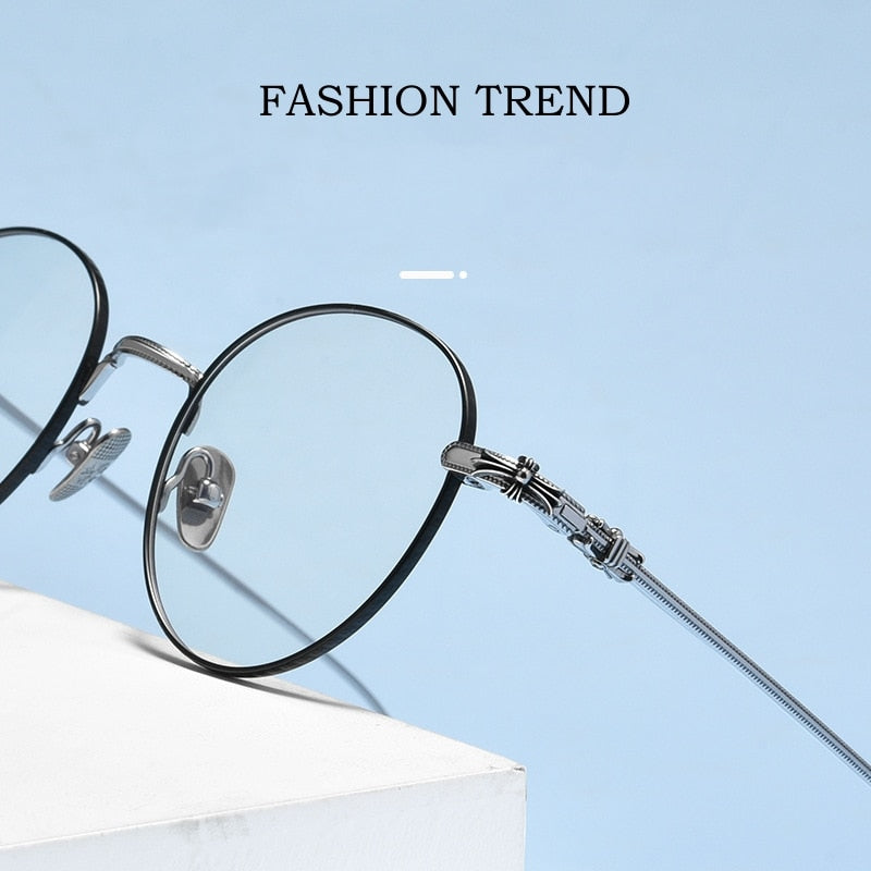 Yimaruili Unisex Full Rim Round Titanium Eyeglasses 923 Full Rim Yimaruili Eyeglasses