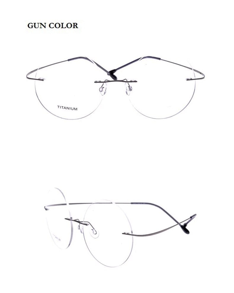 Chashma Ochki Unisex Rimless Round Titanium Eyeglasses 9613 Rimless Chashma Ochki