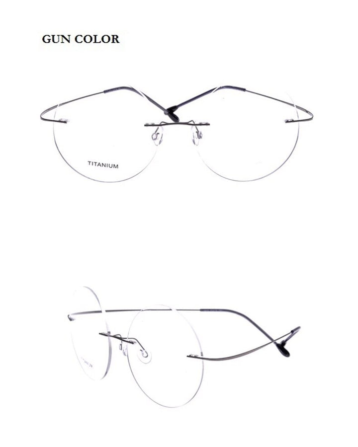 Chashma Ochki Unisex Rimless Round Titanium Eyeglasses 9613 Rimless Chashma Ochki