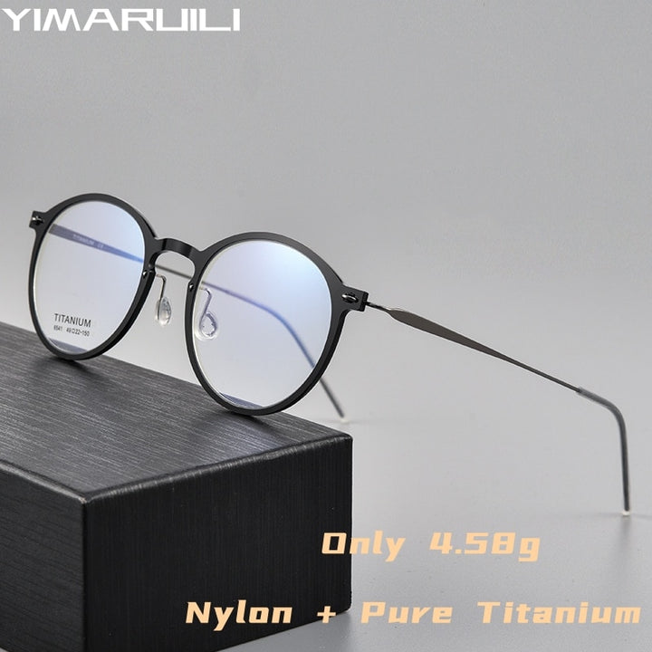 Yimaruili Unisex Full Rim Round Nylon Titanium Eyeglasses 6541hs Full Rim Yimaruili Eyeglasses
