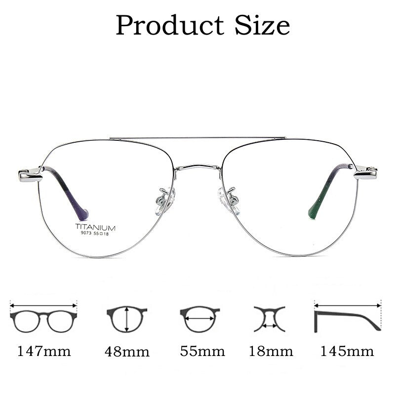 Yimaruili Unisex Full Rim Oval Double Bridge Titanium Eyeglasses 9073 Full Rim Yimaruili Eyeglasses