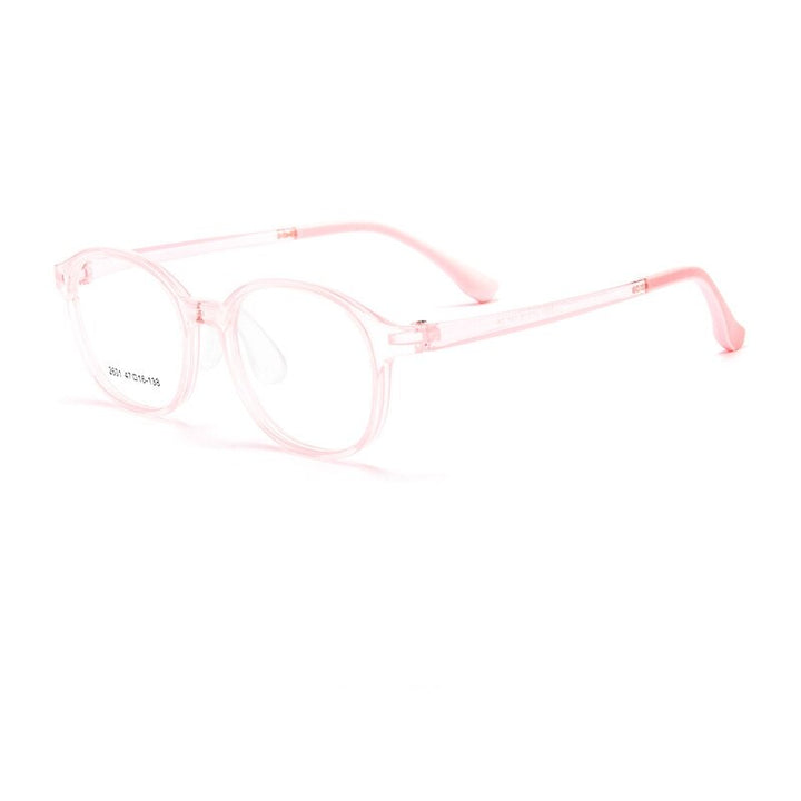 Yimaruili Unisex Children's Full Rim Round Ultem Silicone Eyeglasses  2601et Full Rim Yimaruili Eyeglasses Transparent Pink