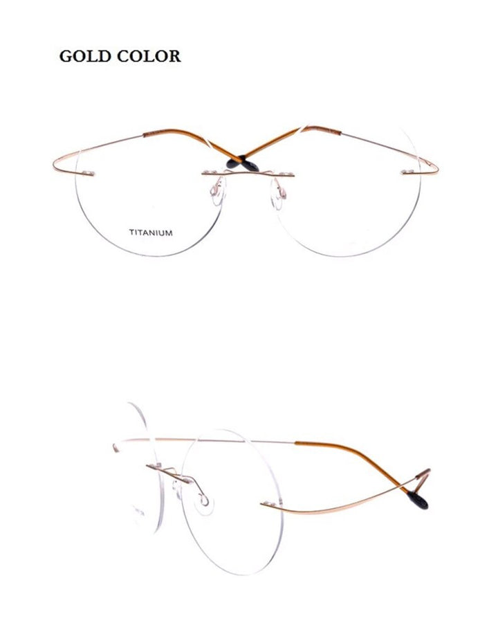 Chashma Ochki Unisex Rimless Round Titanium Eyeglasses 9613 Rimless Chashma Ochki