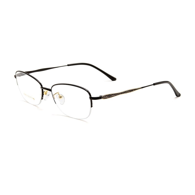 Yimaruili Women's Semi Rim Rectangle Alloy Acetate Eyeglasses 83003sn Semi Rim Yimaruili Eyeglasses