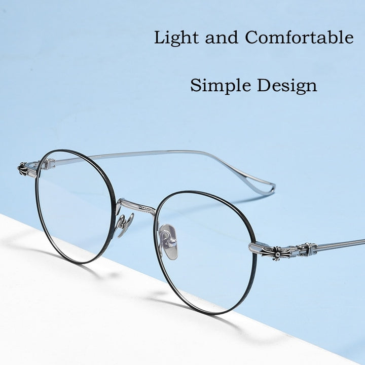 Yimaruili Unisex Full Rim Round Titanium Eyeglasses 923 Full Rim Yimaruili Eyeglasses
