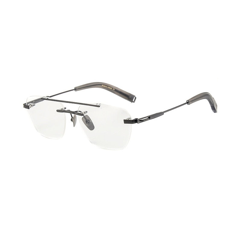 Yimaruili Unisex Rimless Square Double Bridge Titanium Eyeglasses Dtx419 Rimless Yimaruili Eyeglasses Gun