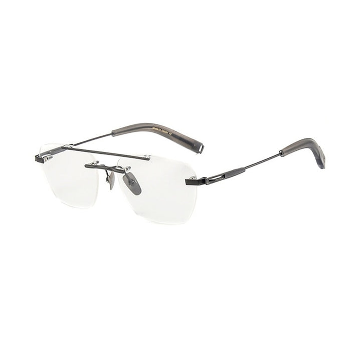 Yimaruili Unisex Rimless Square Double Bridge Titanium Eyeglasses Dtx419 Rimless Yimaruili Eyeglasses Gun