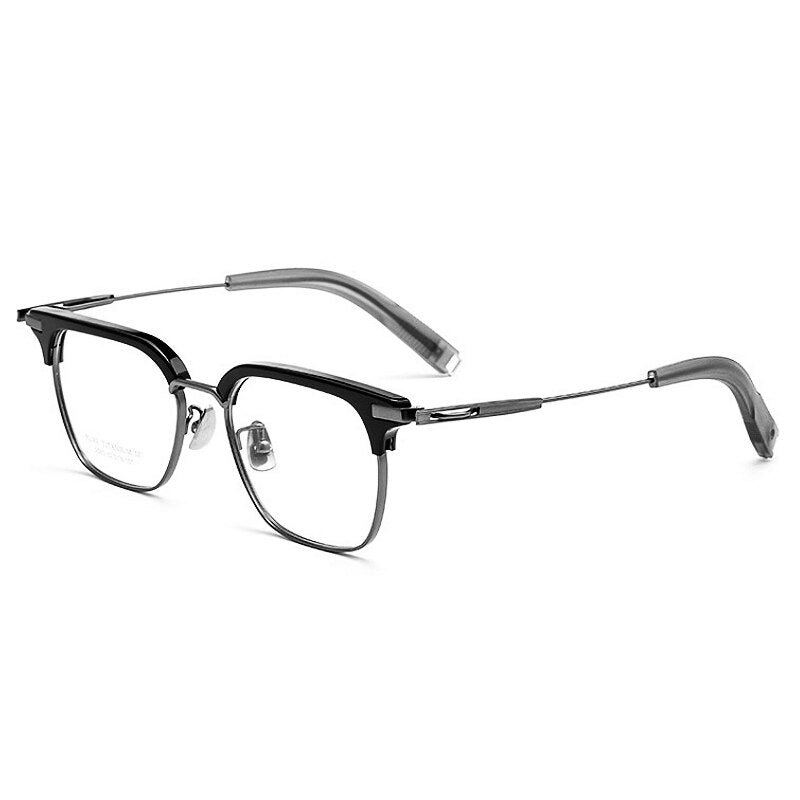 Yimaruili Men's Full Rim Square Acetate Titanium Eyeglasses 2083t Full Rim Yimaruili Eyeglasses