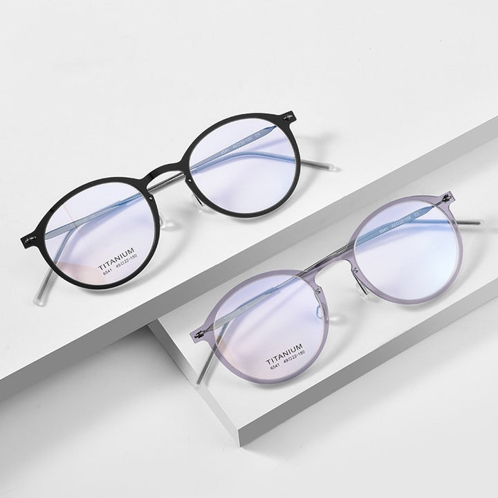 Yimaruili Unisex Full Rim Round Nylon Titanium Eyeglasses 6541hs Full Rim Yimaruili Eyeglasses