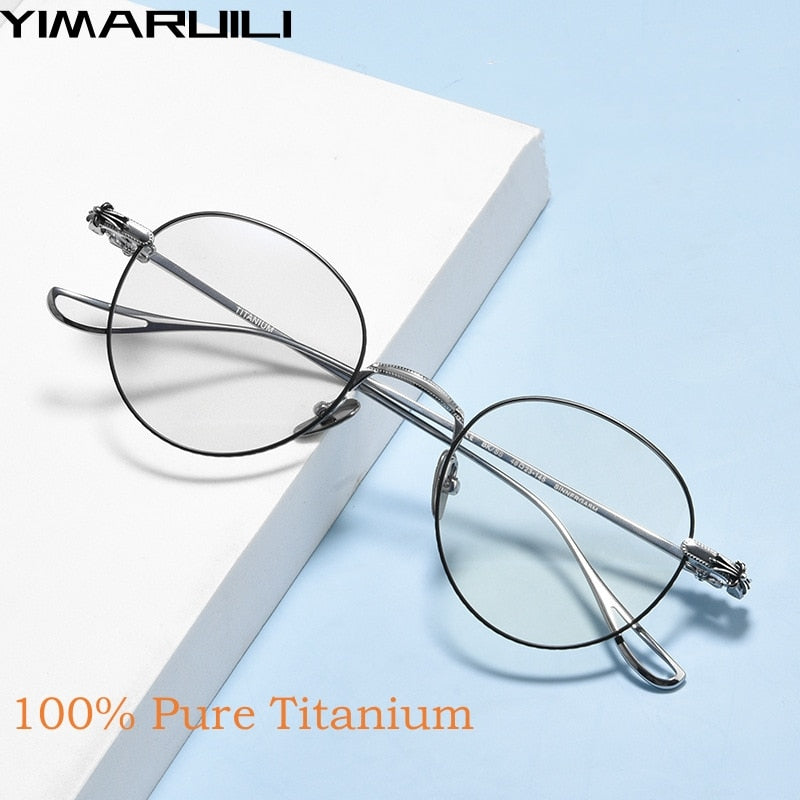 Yimaruili Unisex Full Rim Round Titanium Eyeglasses 923 Full Rim Yimaruili Eyeglasses