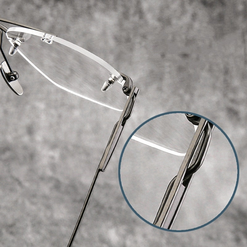 Yimaruili Unisex Rimless Square Double Bridge Titanium Eyeglasses Dtx419 Rimless Yimaruili Eyeglasses
