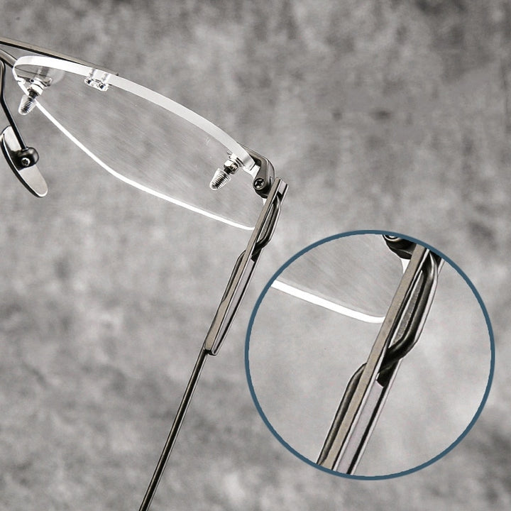 Yimaruili Unisex Rimless Square Double Bridge Titanium Eyeglasses Dtx419 Rimless Yimaruili Eyeglasses