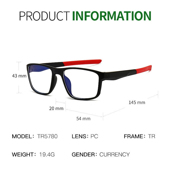 Yimaruili Unisex Full Rim Square Flexible Tr 90 Acetate Sports Eyeglasses Tr5780 Full Rim Yimaruili Eyeglasses   