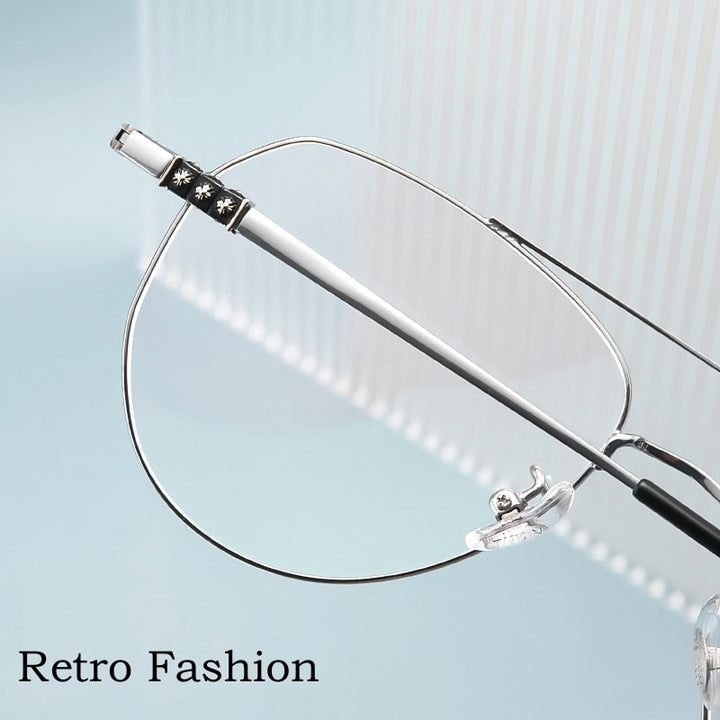 Yimaruili Unisex Full Rim Oval Double Bridge Titanium Eyeglasses 9073 Full Rim Yimaruili Eyeglasses