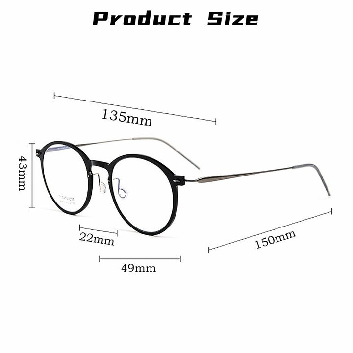 Yimaruili Unisex Full Rim Round Nylon Titanium Eyeglasses 6541hs Full Rim Yimaruili Eyeglasses