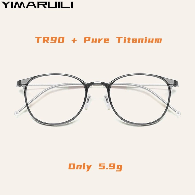 Yimaruili Unisex Full Rim Round Tr 90 Titanium Eyeglasses M8065 Full Rim Yimaruili Eyeglasses   