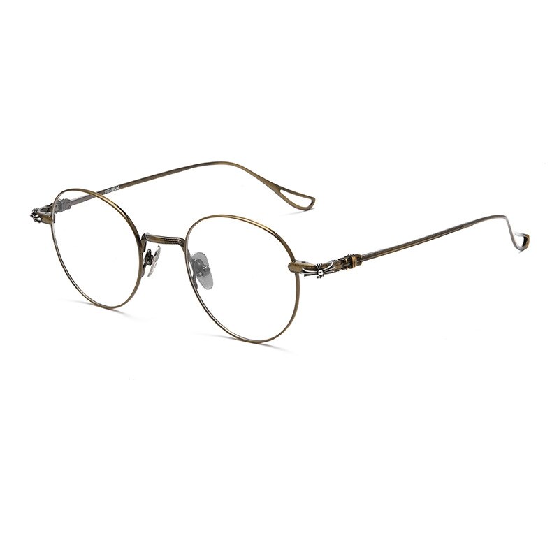 Yimaruili Unisex Full Rim Round Titanium Eyeglasses 923 Full Rim Yimaruili Eyeglasses Bronze