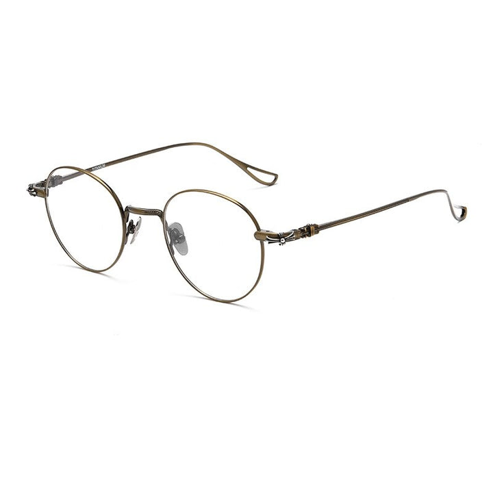 Yimaruili Unisex Full Rim Round Titanium Eyeglasses 923 Full Rim Yimaruili Eyeglasses Bronze