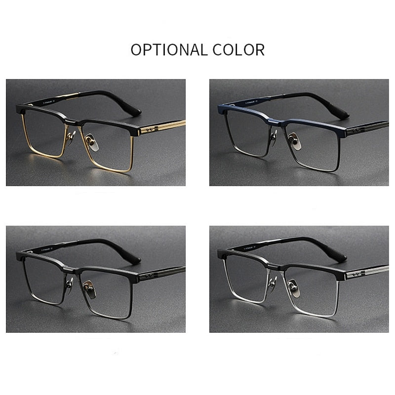 Yimaruili Men's Full Rim Square Acetate Titanium Eyeglasses Dtx137 Full Rim Yimaruili Eyeglasses