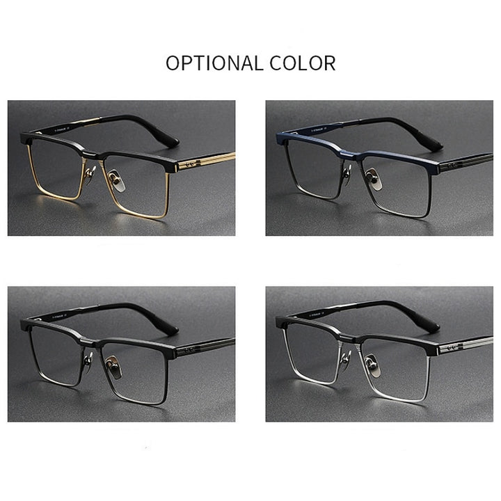 Yimaruili Men's Full Rim Square Acetate Titanium Eyeglasses Dtx137 Full Rim Yimaruili Eyeglasses
