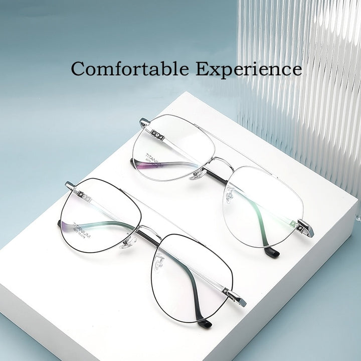 Yimaruili Unisex Full Rim Oval Double Bridge Titanium Eyeglasses 9073 Full Rim Yimaruili Eyeglasses