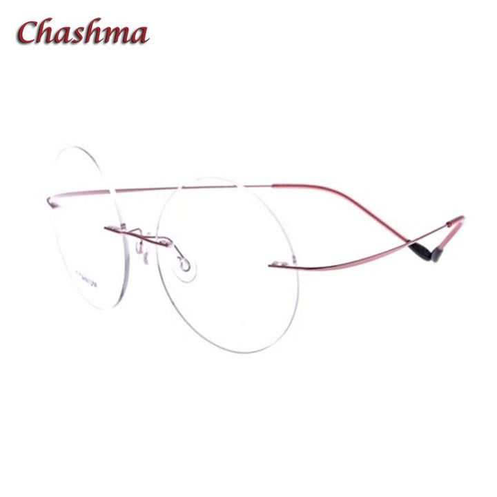 Chashma Ochki Unisex Rimless Round Titanium Eyeglasses 9613 Rimless Chashma Ochki Pink