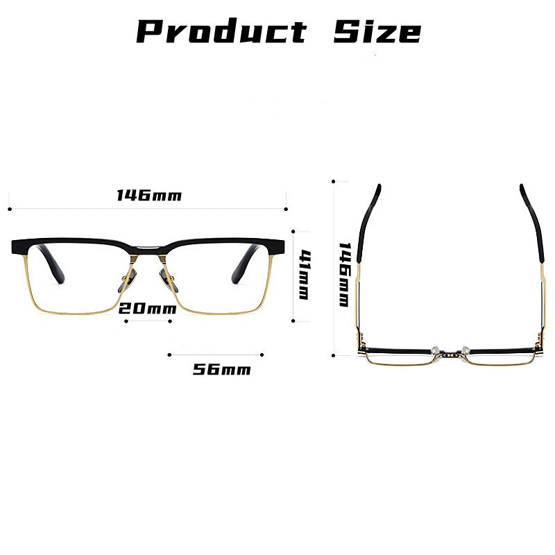 Yimaruili Men's Full Rim Square Acetate Titanium Eyeglasses Dtx137 Full Rim Yimaruili Eyeglasses