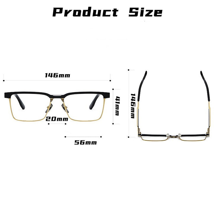 Yimaruili Men's Full Rim Square Acetate Titanium Eyeglasses Dtx137 Full Rim Yimaruili Eyeglasses
