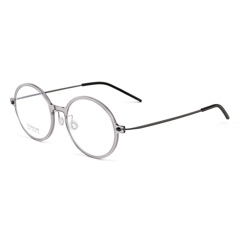 Yimaruili Unisex Full Rim Round Screwless Nylon Titanium Eyeglasses 6523hs Full Rim Yimaruili Eyeglasses Transparent Gray